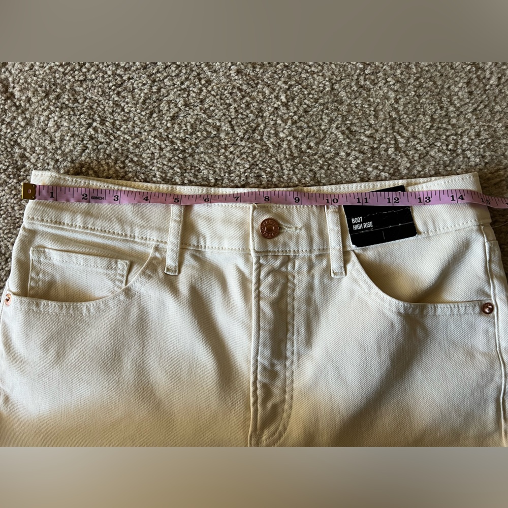 NWT Express High Rise Boot Leg Cream Beige Denim Jeans Women’s Sz 10R - Picture 11 of 14